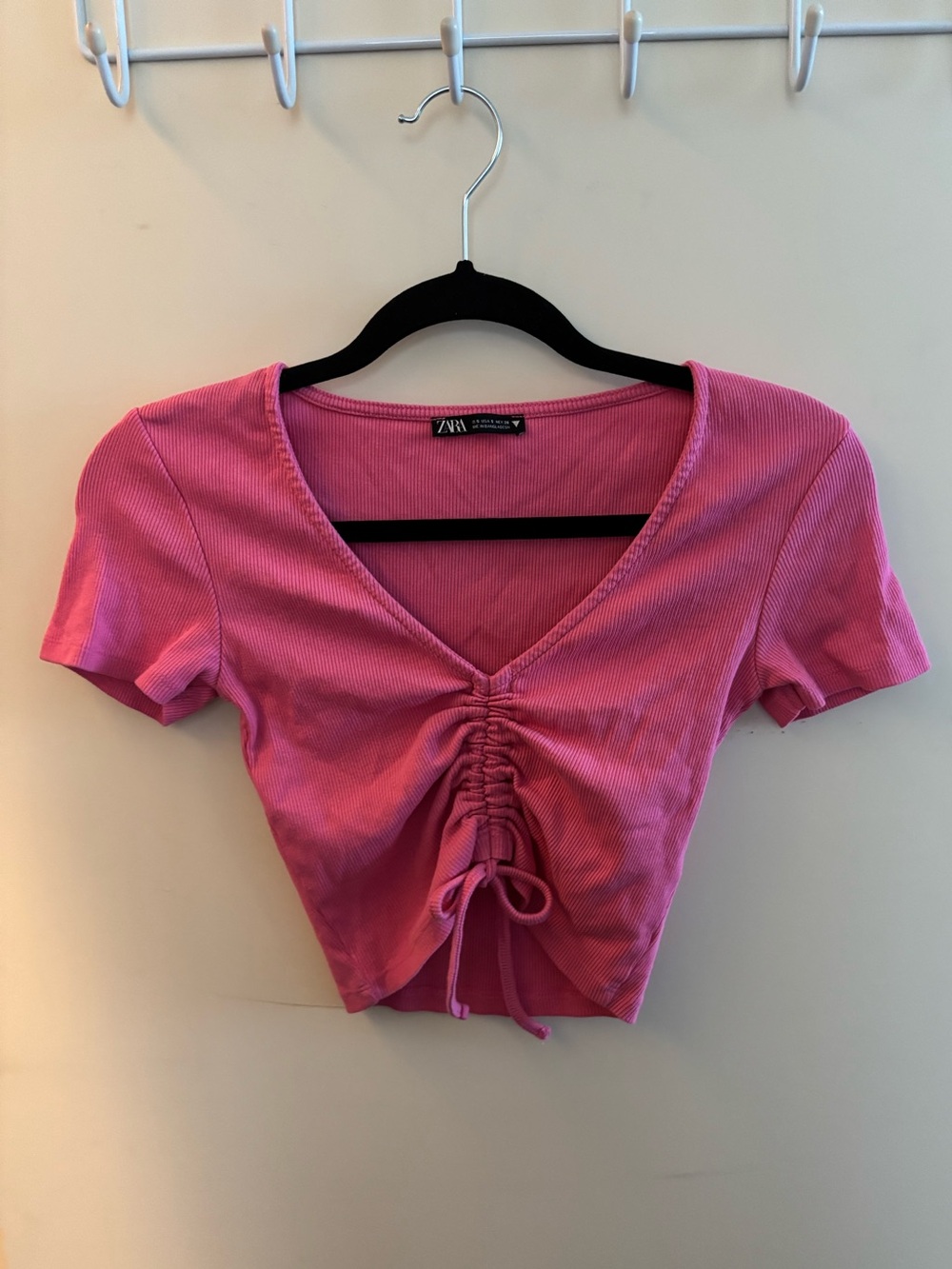 Pink Ruched Crop Top